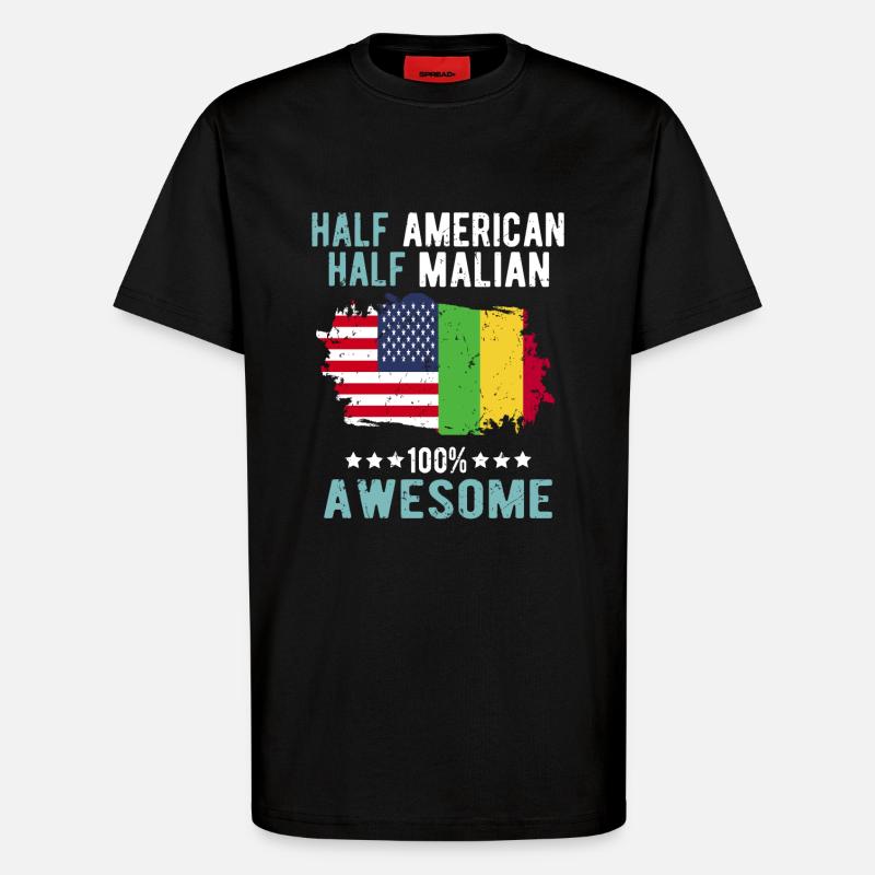 Half American Half Malian - T-Shirt - made by SPREAD - SOLID BLACK