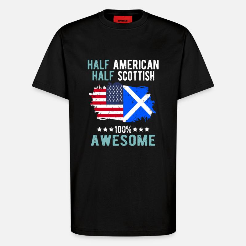 Half American Half Scotsman - T-Shirt - made by SPREAD - SOLID BLACK