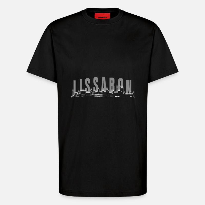 Lissabon Skyline - T-Shirt - made by SPREAD - SOLID BLACK