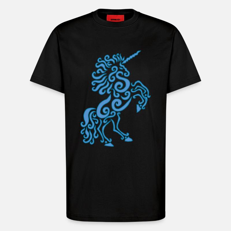 Blaues Einhorn Pferd - T-Shirt - made by SPREAD - SOLID BLACK