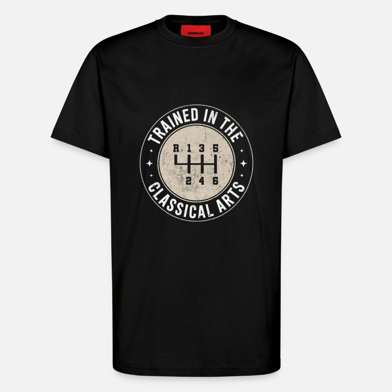 Funny gear shift design - T-Shirt - made by SPREAD - SOLID BLACK