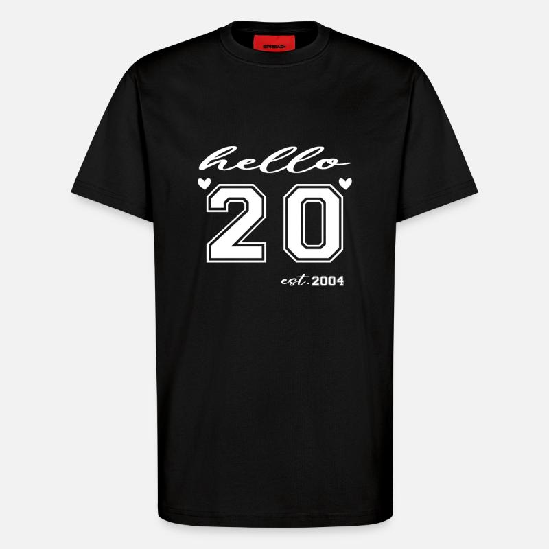 Hello 20 est 2004 - T-shirt bio décontracté fabriqué en UE - SOLID BLACK