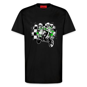 Sidecar MotoCross - T-Shirt - made by SPREAD - SOLID BLACK - Vorne - Alina (178cm) & Michal (187cm)