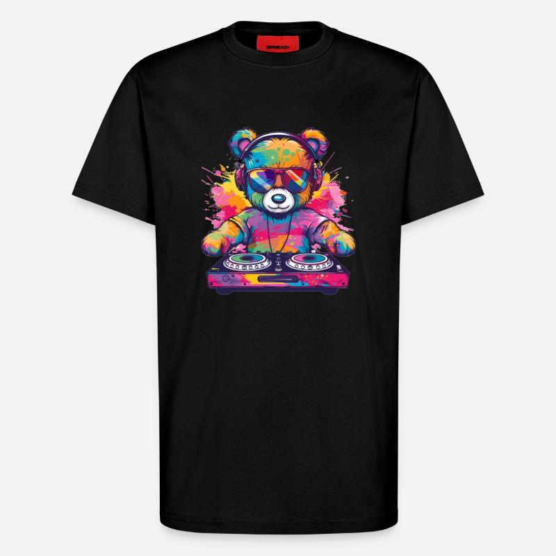 Bunter DJ Teddy - T-Shirt - made by SPREAD - SOLID BLACK