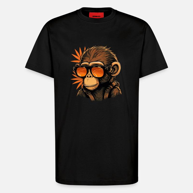 Cooler Affe mit Sonnenbrille - T-Shirt - made by SPREAD - SOLID BLACK