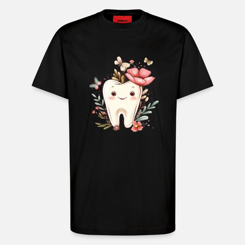 Blütenzahn mit Schmetterlingen - T-Shirt - made by SPREAD - SOLID BLACK