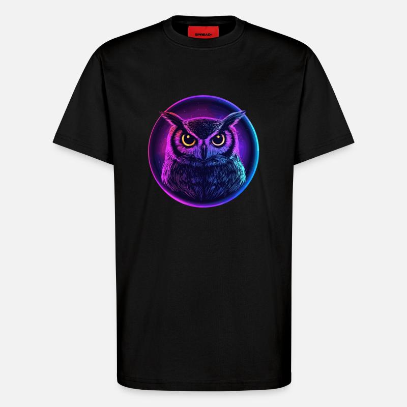 Leuchtende Neon-Eule - T-Shirt - made by SPREAD - SOLID BLACK