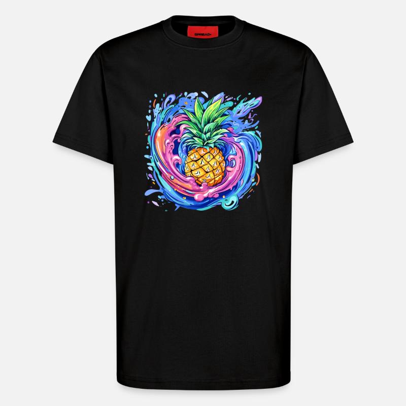 Ananas mit Farbspritzer - T-Shirt - made by SPREAD - SOLID BLACK
