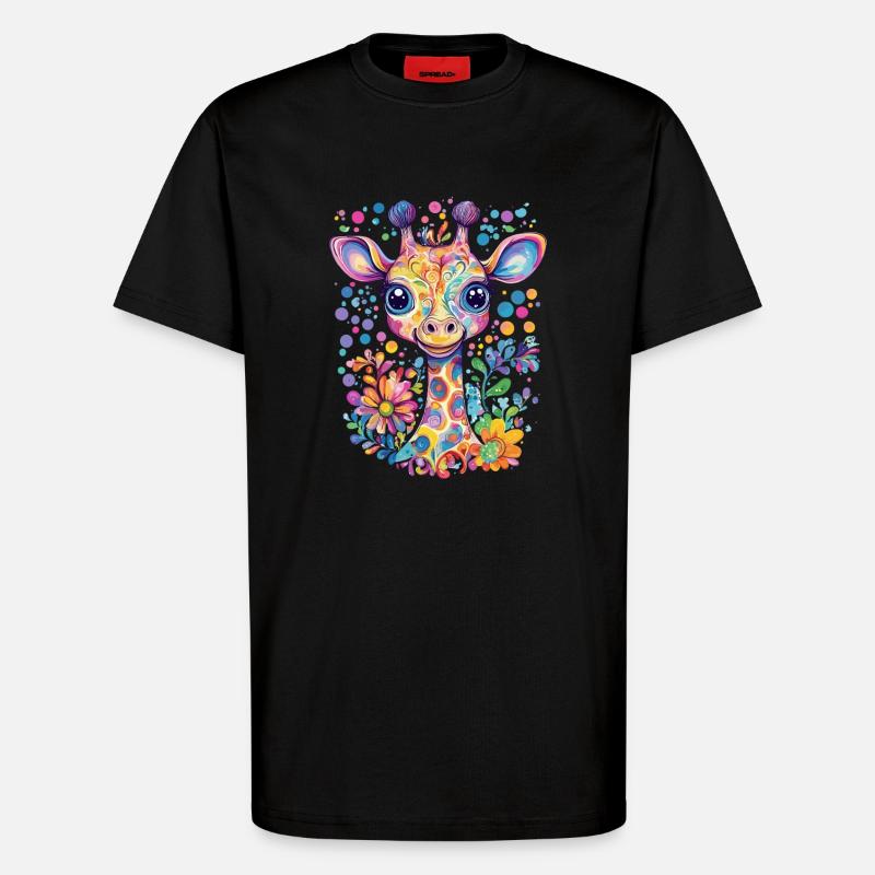 Bunte Giraffe Träume - T-Shirt - made by SPREAD - SOLID BLACK