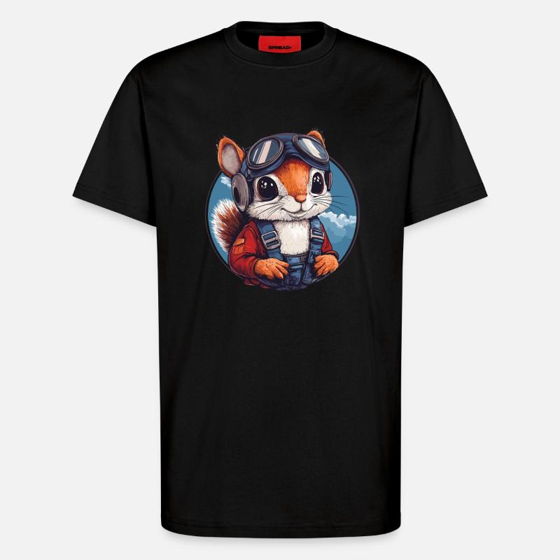 Fliegendes Eichhörnchen mit Brille - T-Shirt - made by SPREAD - SOLID BLACK
