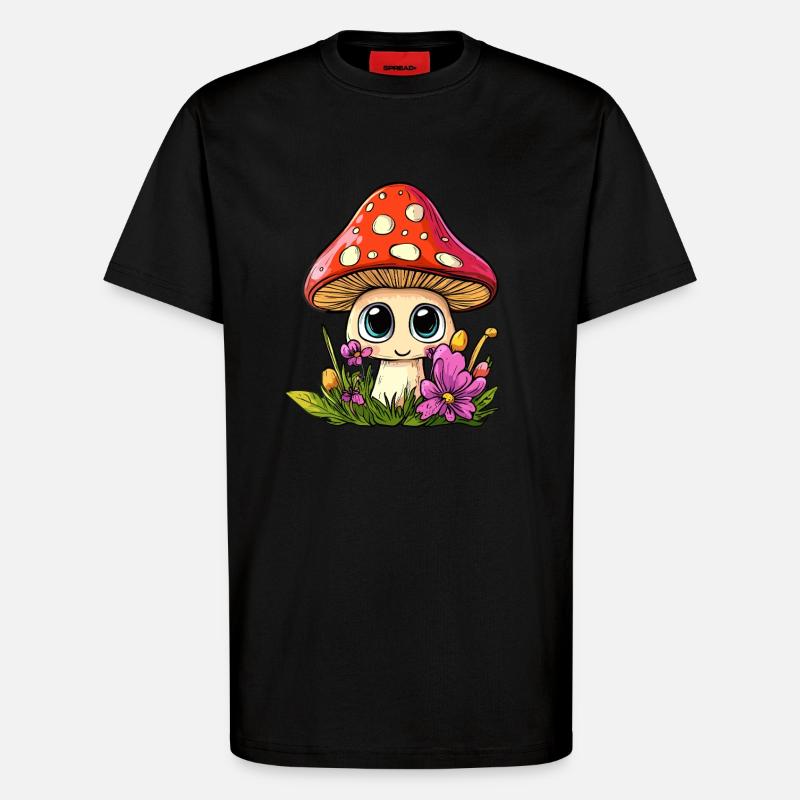 Toadstool with flowers - T-Shirt - made by SPREAD - SOLID BLACK
