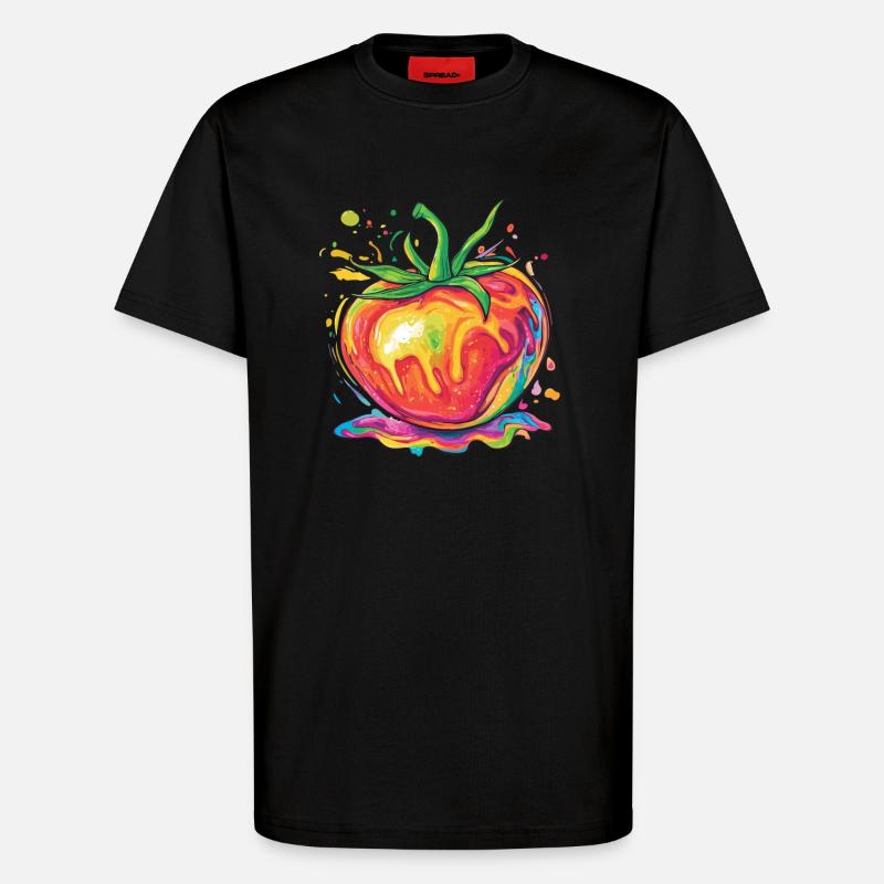 Regenbogenfarbene Pop-Art Tomate - T-Shirt - made by SPREAD - SOLID BLACK