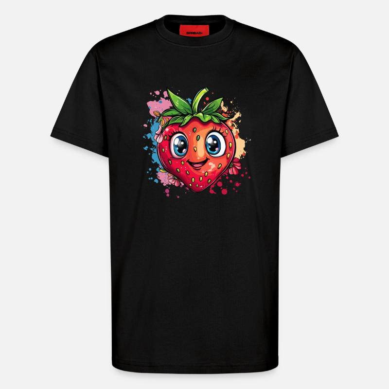 Fröhliche Erdbeere bunt - T-Shirt - made by SPREAD - SOLID BLACK