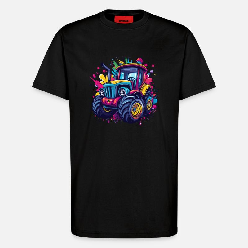 Bunter Traktor - T-Shirt - made by SPREAD - SOLID BLACK