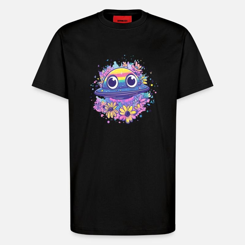 UFO mit Blumenkranz - T-Shirt - made by SPREAD - SOLID BLACK