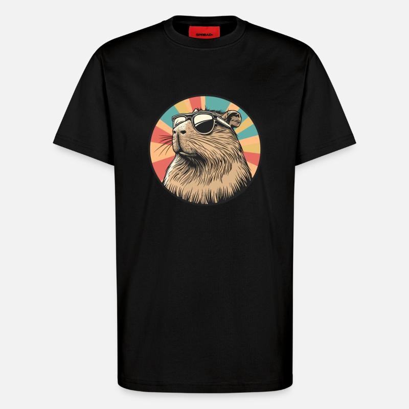 Rétro Capybara Coolness - T-shirt bio décontracté fabriqué en UE - SOLID BLACK