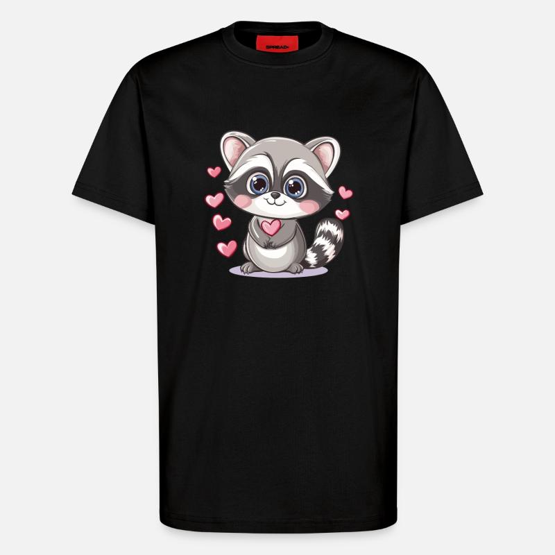 Waschbär mit Herz - T-Shirt - made by SPREAD - SOLID BLACK