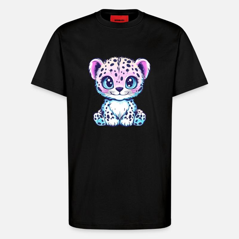 Léopard pastel avec breloque - T-shirt bio décontracté fabriqué en UE - SOLID BLACK