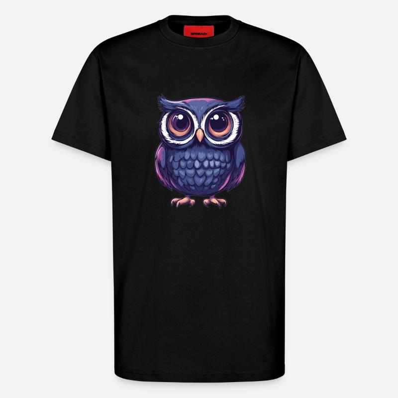 Niedliche Eule mit Kulleraugen - T-Shirt - made by SPREAD - SOLID BLACK