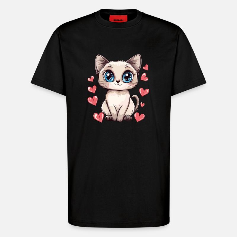 Katze mit Herzchenblick - T-Shirt - made by SPREAD - SOLID BLACK