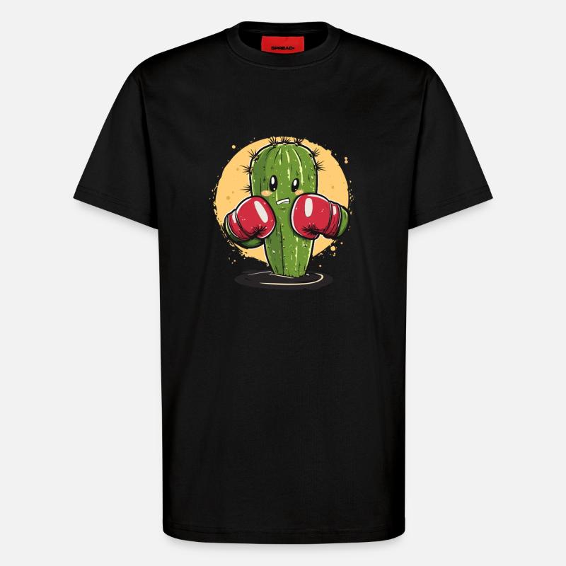 Box cactus with power - T-Shirt - made by SPREAD - SOLID BLACK