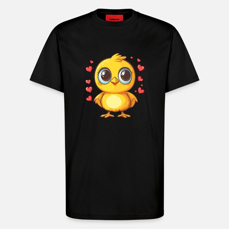 poussin avec des cœurs - T-shirt bio décontracté fabriqué en UE - SOLID BLACK