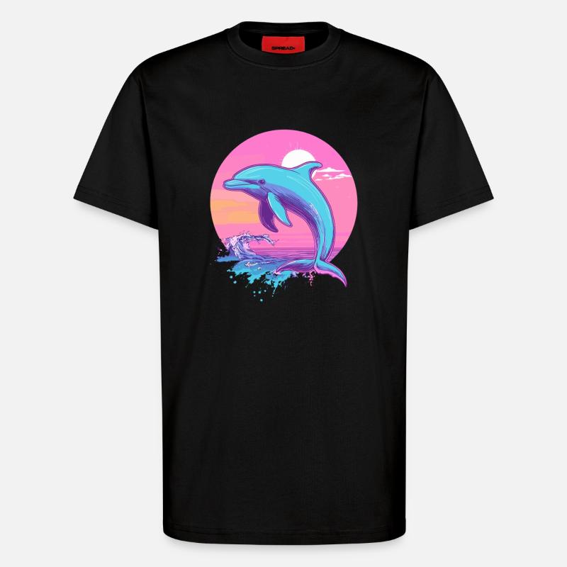 Dolphin at sunset - T-Shirt - made by SPREAD - SOLID BLACK