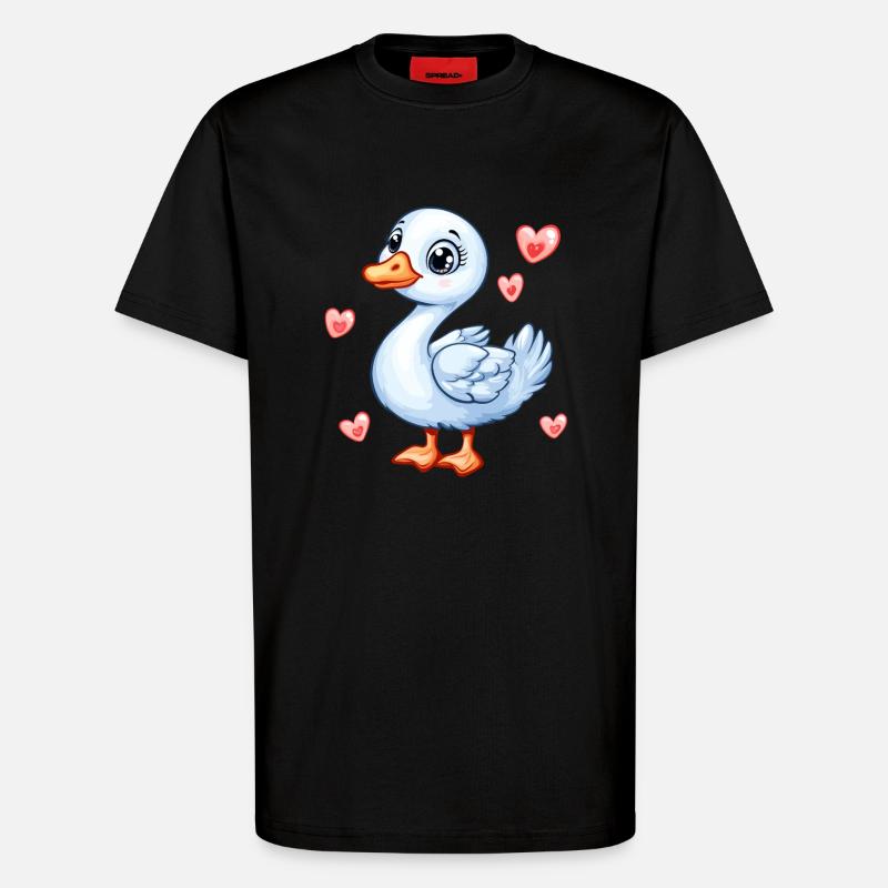 Süße Gans mit Herzen - T-Shirt - made by SPREAD - SOLID BLACK