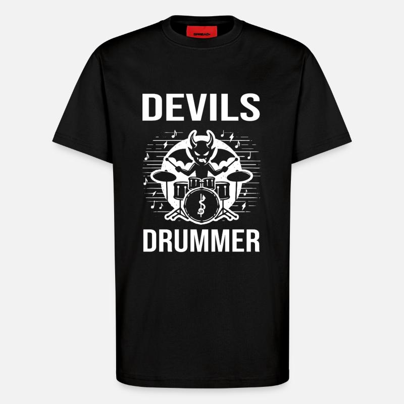 Devils Drummer. Der teuflischer Höllenschlagzeuger - T-Shirt - made by SPREAD - SOLID BLACK
