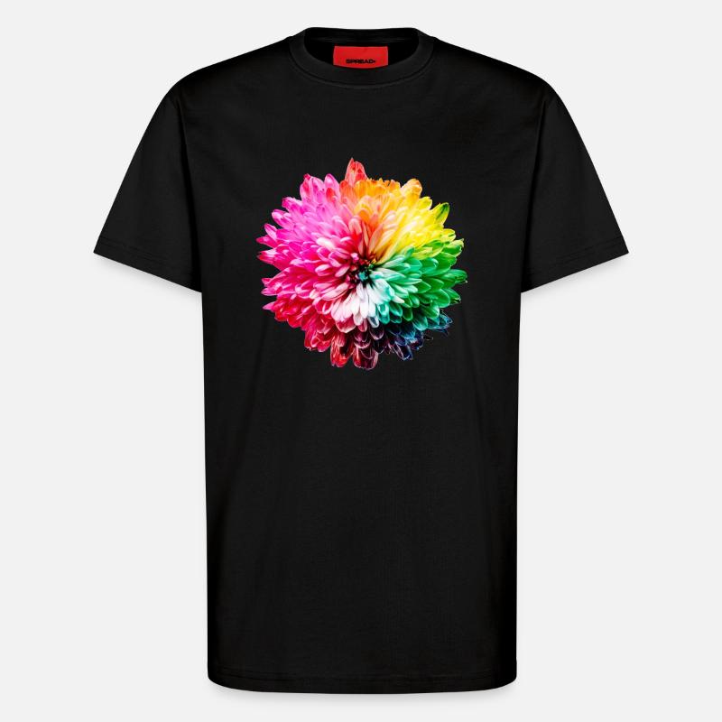 Chrysantheme Regenbogen - T-Shirt - made by SPREAD - SOLID BLACK