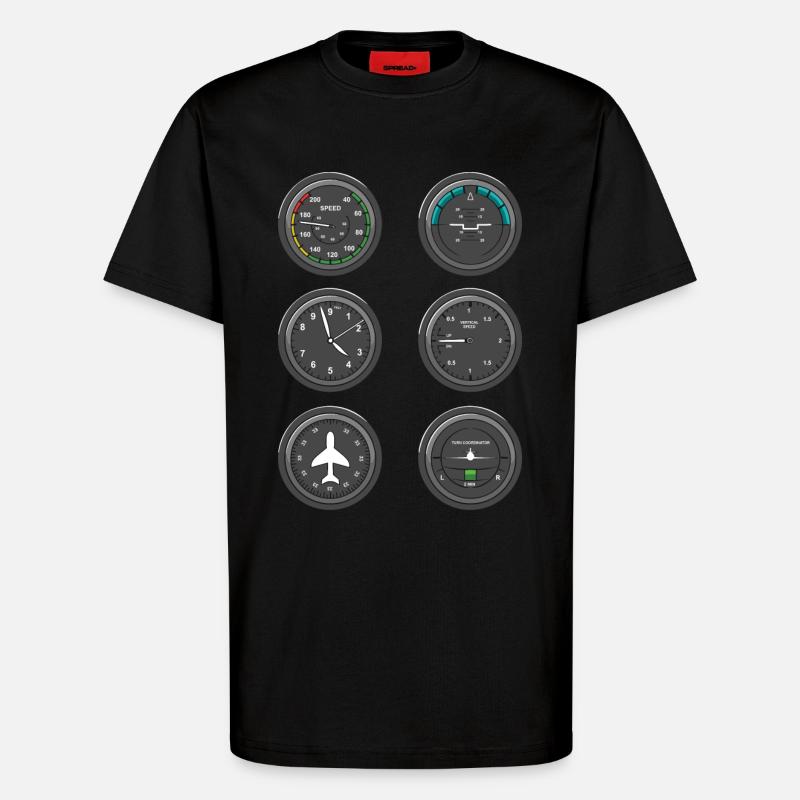 Flugzeug Fluginstrumente - T-Shirt - made by SPREAD - SOLID BLACK