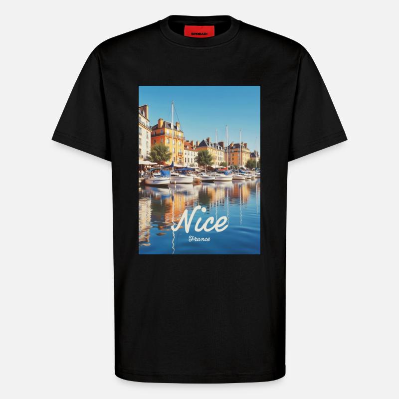Nice Hafen von Nizza - T-Shirt - made by SPREAD - SOLID BLACK