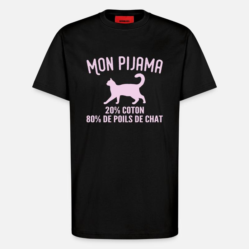 Humorvoller Katzenhaar-Pyjama - T-Shirt - made by SPREAD - SOLID BLACK