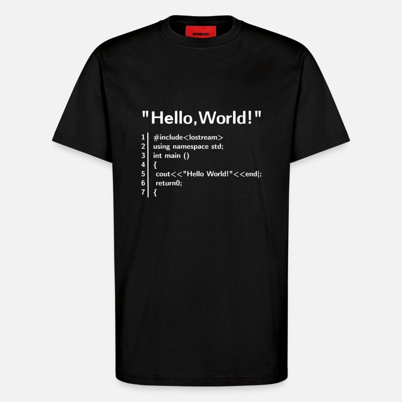 Hello Welt Programm - Programmierer T-Shirt - T-Shirt - made by SPREAD - SOLID BLACK