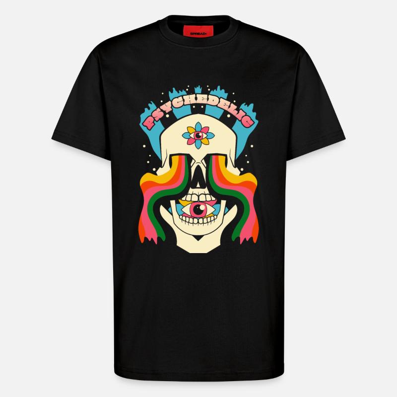 Psychedelic Skull Psychedelic Graphic - T-Shirt - made by SPREAD - SOLID BLACK