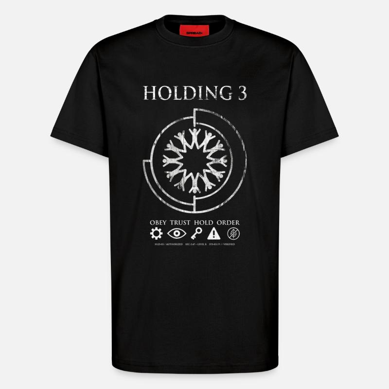 Holding 3 – Dystopisches Sci-Fi-Emblem-Design - T-Shirt - made by SPREAD - SOLID BLACK