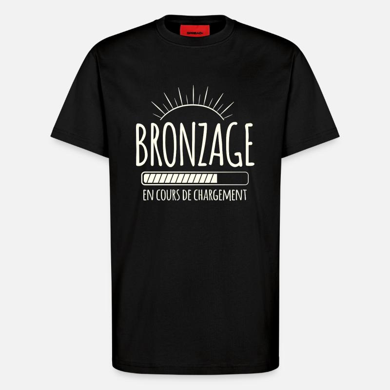 Tan Loading, Summer, Vacation, French - T-Shirt - made by SPREAD - SOLID BLACK