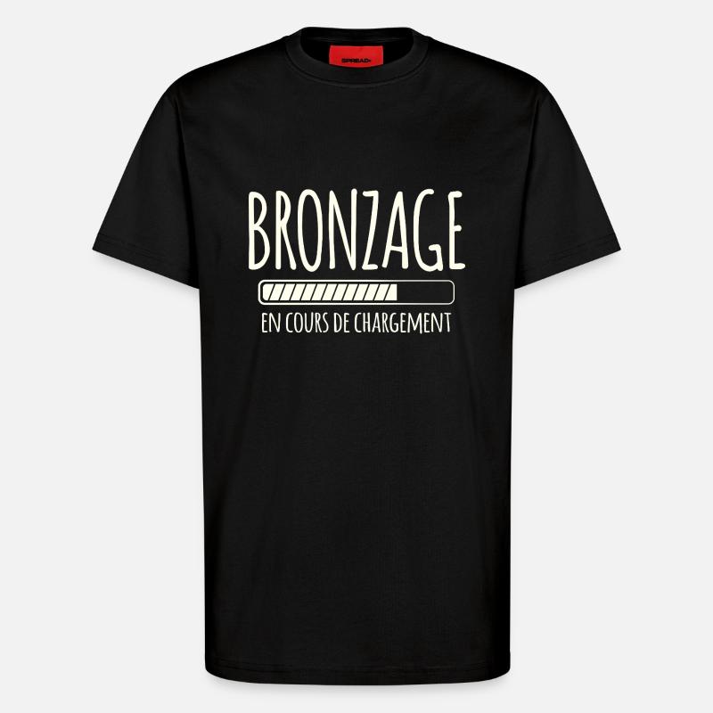 Tan Loading, Summer, Vacation, French - T-Shirt - made by SPREAD - SOLID BLACK
