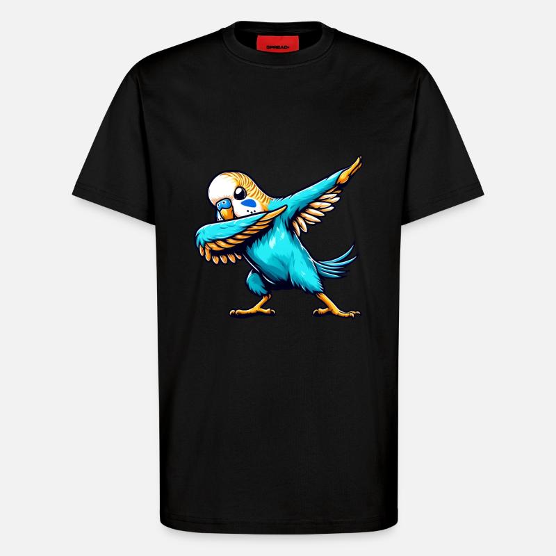 Bande dessinée Cool Budgie Dabbing - T-shirt bio décontracté fabriqué en UE - SOLID BLACK
