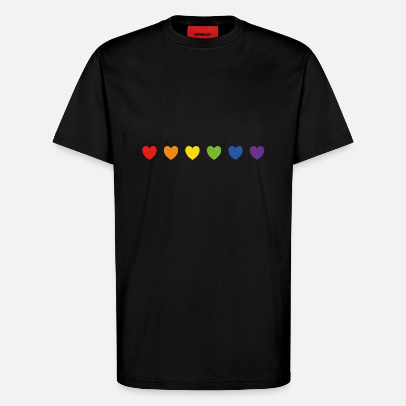 Rainbow pride hearts - T-Shirt - made by SPREAD - SOLID BLACK