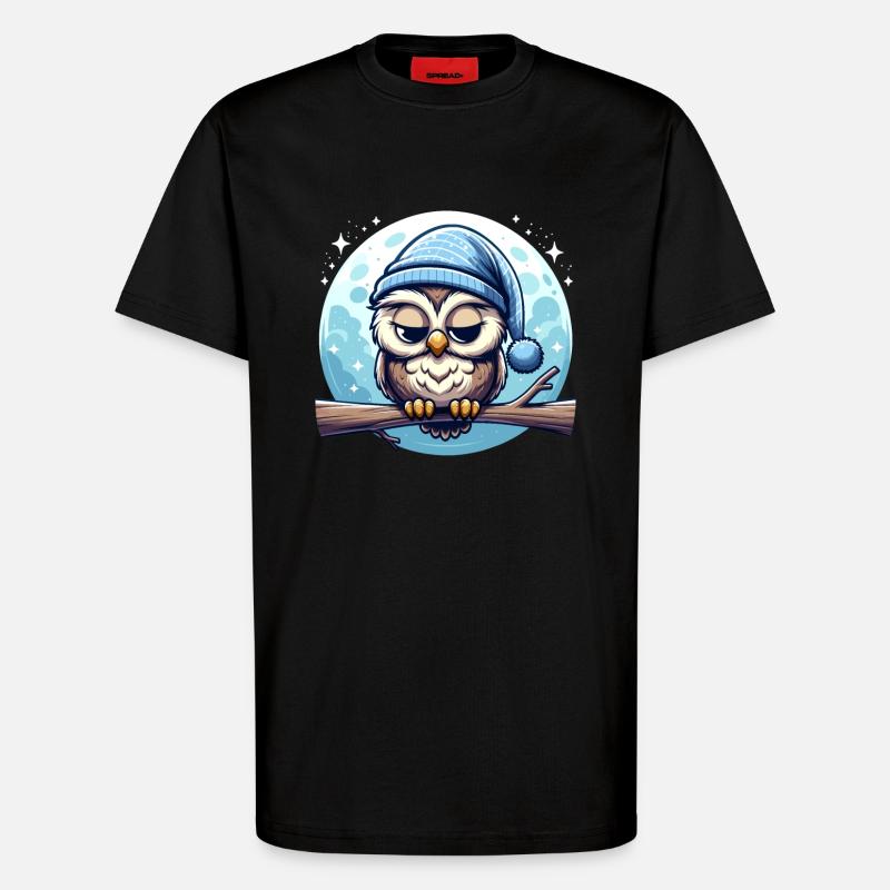 Eule Schlummertrunk Schlafeule Mond - T-Shirt - made by SPREAD - SOLID BLACK