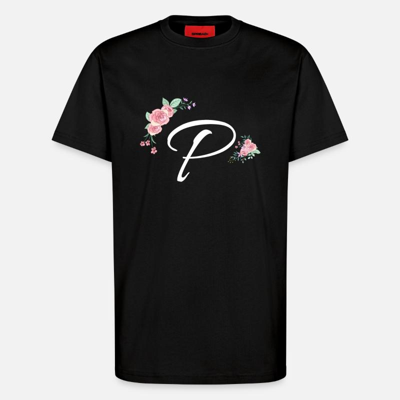 Buchstabe p Blumen - T-Shirt - made by SPREAD - SOLID BLACK