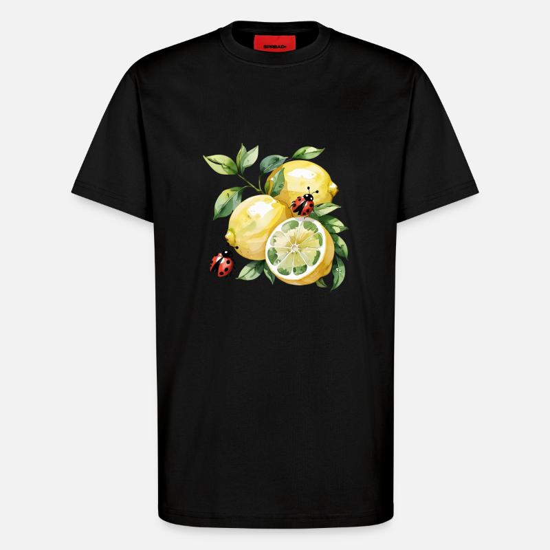 Cheerful Lemon Ladybug Pattern - T-Shirt - made by SPREAD - SOLID BLACK