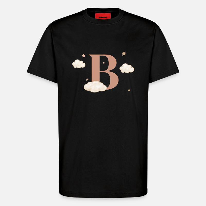 Buchstabe b bewölkt Sterne - T-Shirt - made by SPREAD - SOLID BLACK