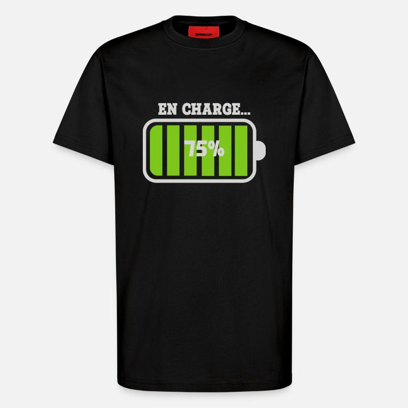 Battery at 75% charge - T-Shirt - made by SPREAD - SOLID BLACK
