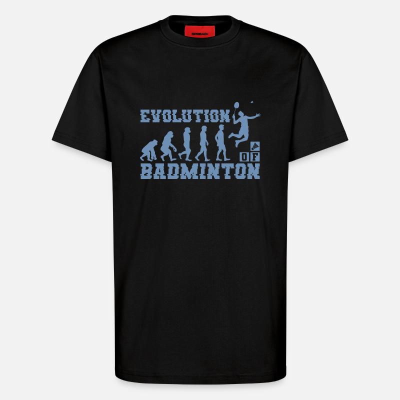 Badminton Evolution Silhouette - T-Shirt - made by SPREAD - SOLID BLACK
