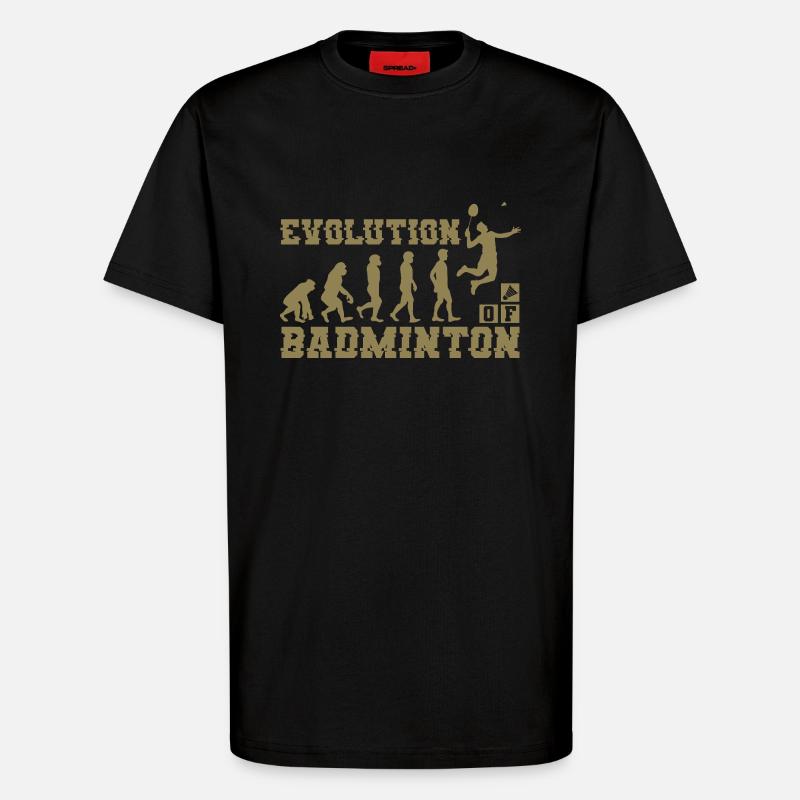 Badminton Evolution Silhouette - T-Shirt - made by SPREAD - SOLID BLACK