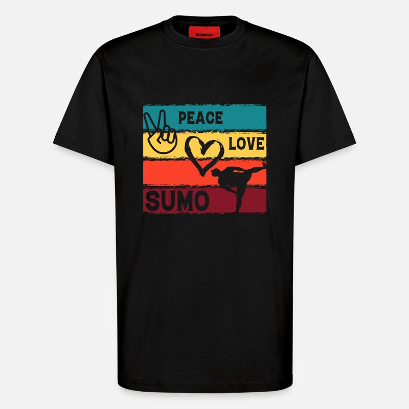 Frieden Liebe Sumo - T-Shirt - made by SPREAD - SOLID BLACK