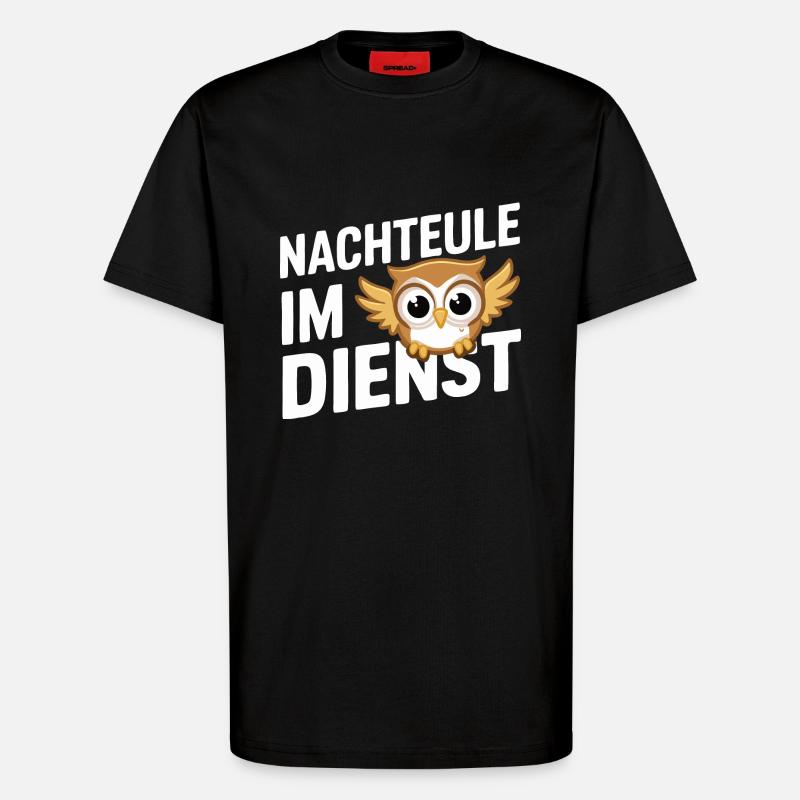 Nachteule Eule Eulen Vogel - T-Shirt - made by SPREAD - SOLID BLACK
