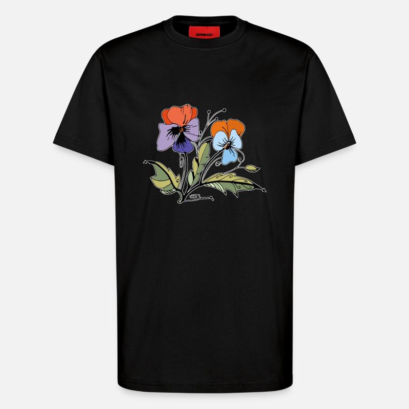 Flowers - T-Shirt - made by SPREAD - SOLID BLACK